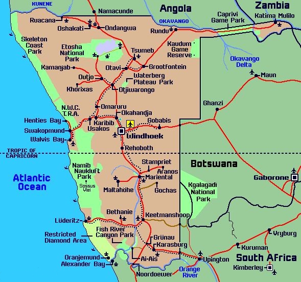 Cartina geografica namibia capitale Windhoek - Carta