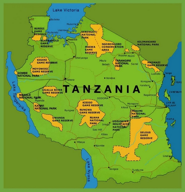 cartina geografica mappa tanzania