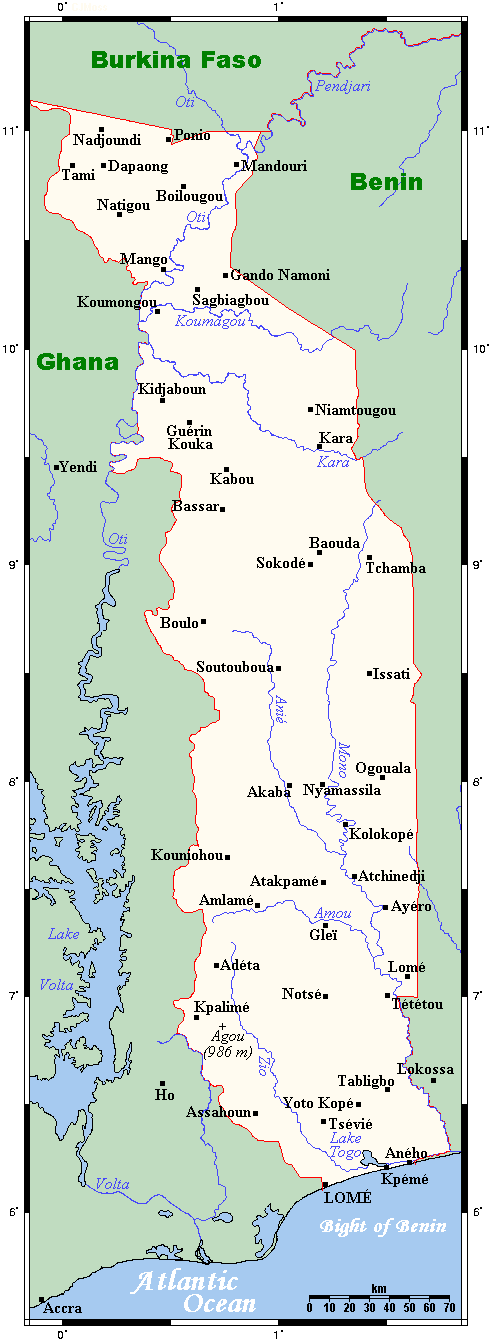 cartina geografica mappa togo