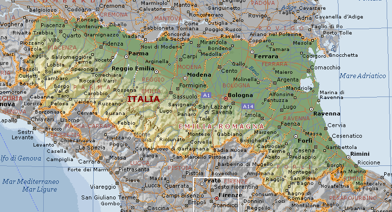Cartina geografica dell'Emilia Romagna - Mappa - Carta