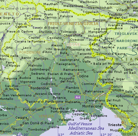 Cartina geografica del Friuli Venezia Giulia - Mappa - Carta