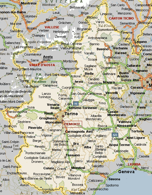 Cartina geografica del Piemonte - Mappa - Carta