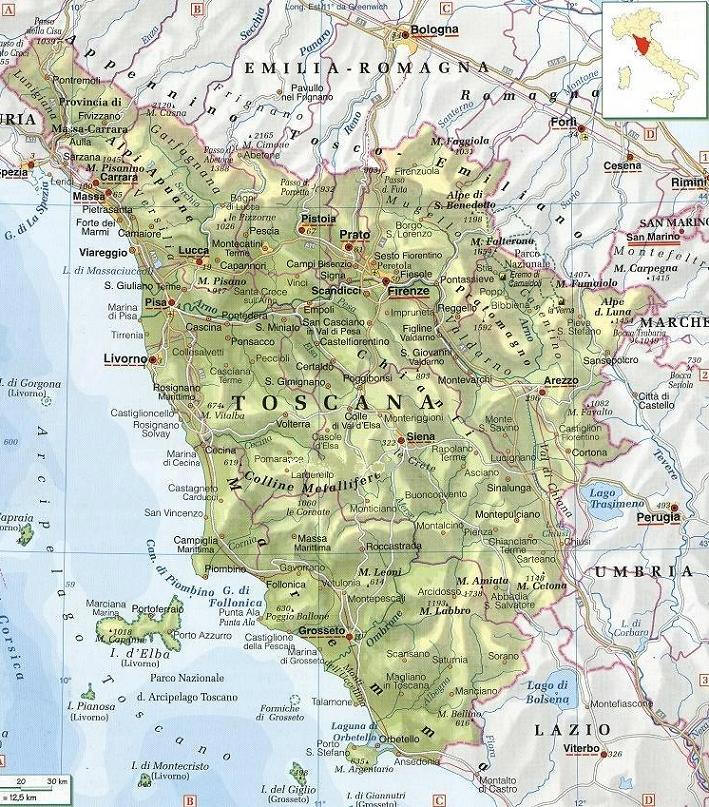 Cartina geografica della Toscana - Mappa - Carta
