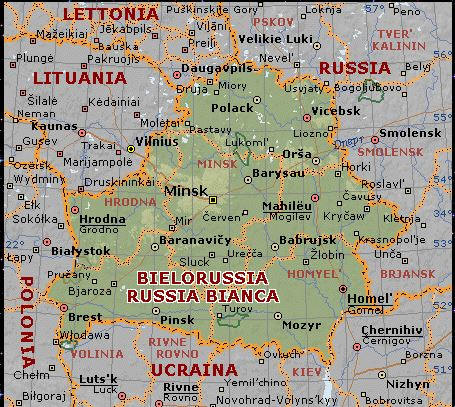 Cartina geografica della Bielorussia Mappa - Carta. Map of