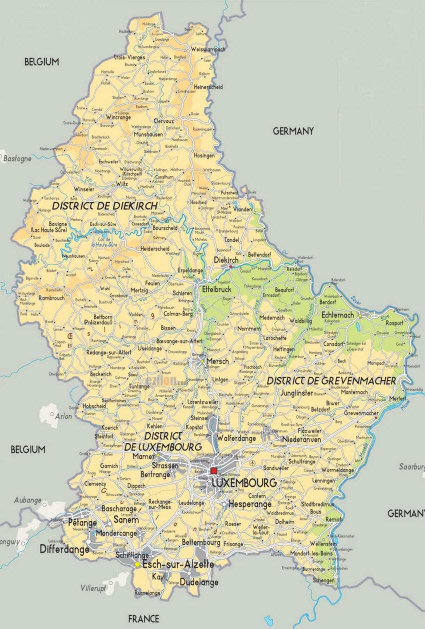 Cartina geografica del Lussemburgo - La capitale � Lussemburgo Luxembourg Mappa - Carta