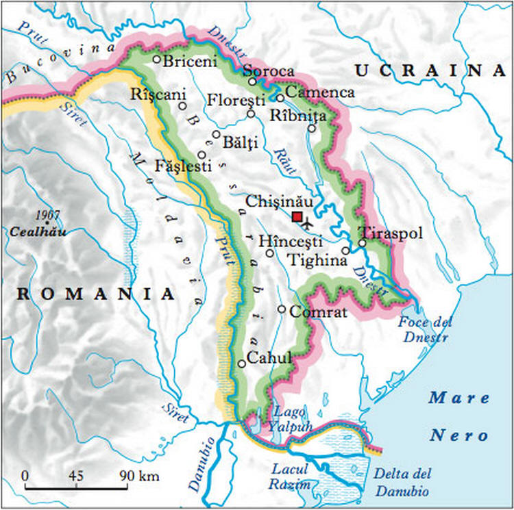 Cartina geografica della Moldavia - La capitale � Chisinau Mappa - Carta