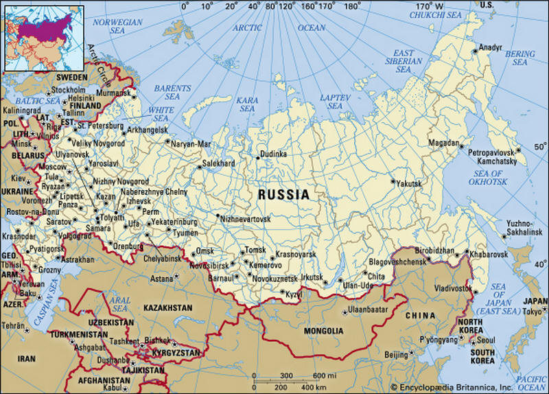 Cartina geografica della Russia la cui capitale � Mosca - Map of Russia Carta