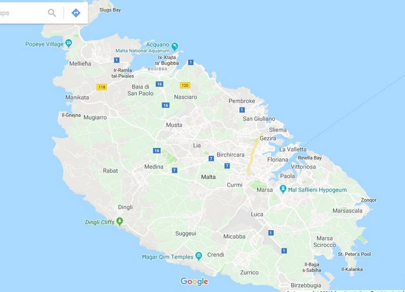 Cartina geografica di Malta Mappa - Carta. Map of Malta