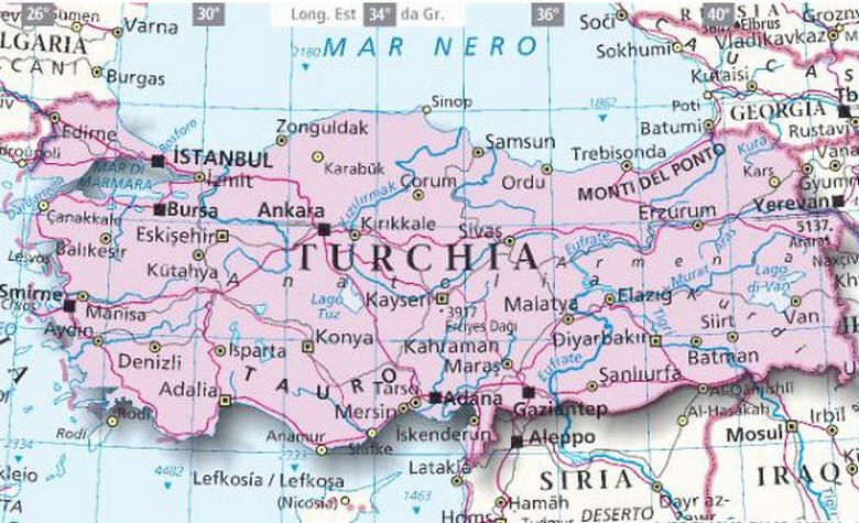 Cartina geografica della Turchia - Mappa - Carta map of Turchia