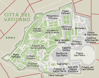 Cartina geografica della citt� del Vaticano Mappa - Carta Map of