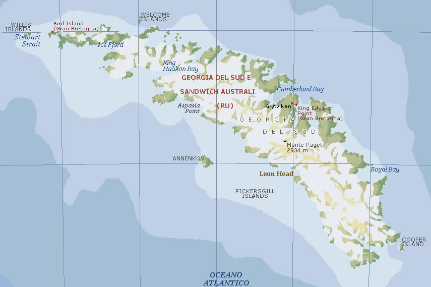 Cartina geografica georgia del sud Mappa - Carta