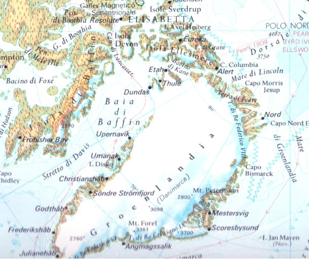 Cartina geografica della Groenlandia - Greenland Mappa - Carta