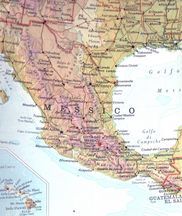 Cartina geografica dello stato del Messico - Mappa - Carta - Capitale Citt� del Messico